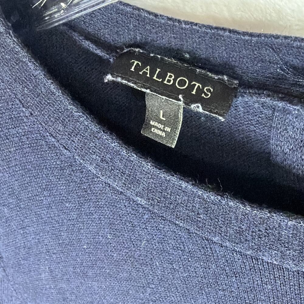 Talbots- Blue GAUZY BLOUSE SHIRT TUNIC TOP Lightweight Sweater Size Large EUC - Picture 4 of 9